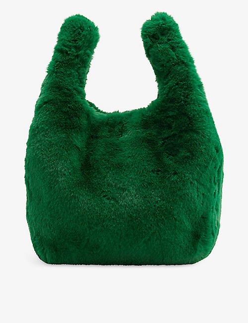 JAKKE: Bertha recycled-polyester faux-fur shoulder bag