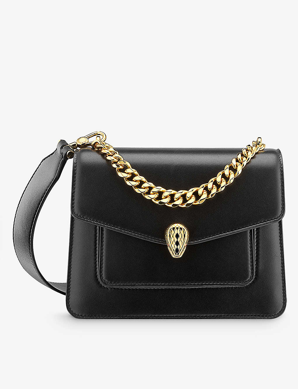 Bvlgari Womens Black Serpenti Forever Leather Cross-body Bag