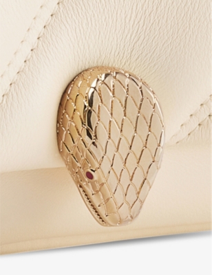 Shop Bvlgari Womens Ivory Serpenti Cabochon Mini Leather Shoulder Bag