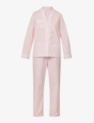 DEREK ROSE: Ledbury geometric-print cotton pyjama set