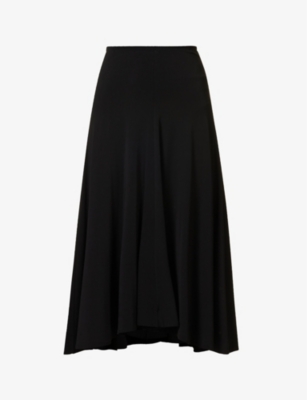 JIL SANDER: Flared-hem asymmetric stretch-woven midi skirt