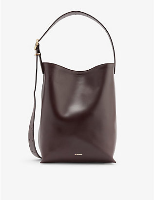 JIL SANDER: Cannolo logo-embossed leather tote bag