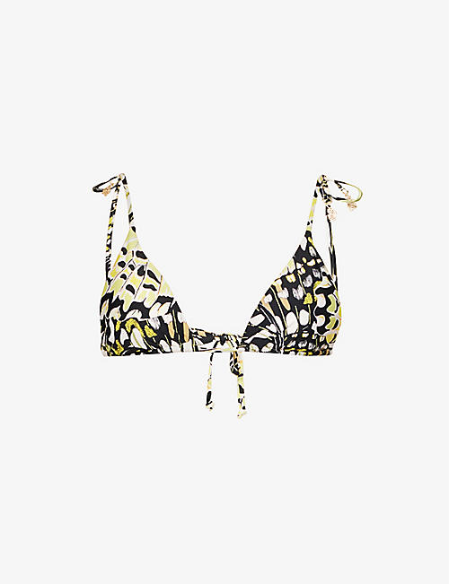 SEAFOLLY: Take Flight abstract-print bikini top