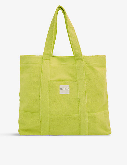 SEAFOLLY: Brand-patch terry-cloth cotton tote bag