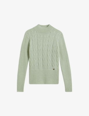 Ted Baker Veolaa Cable Knit Sweater In Light Green