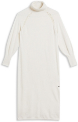 Shop Ted Baker Women's White Malorri Stitch-insert Knitted Midi Dress