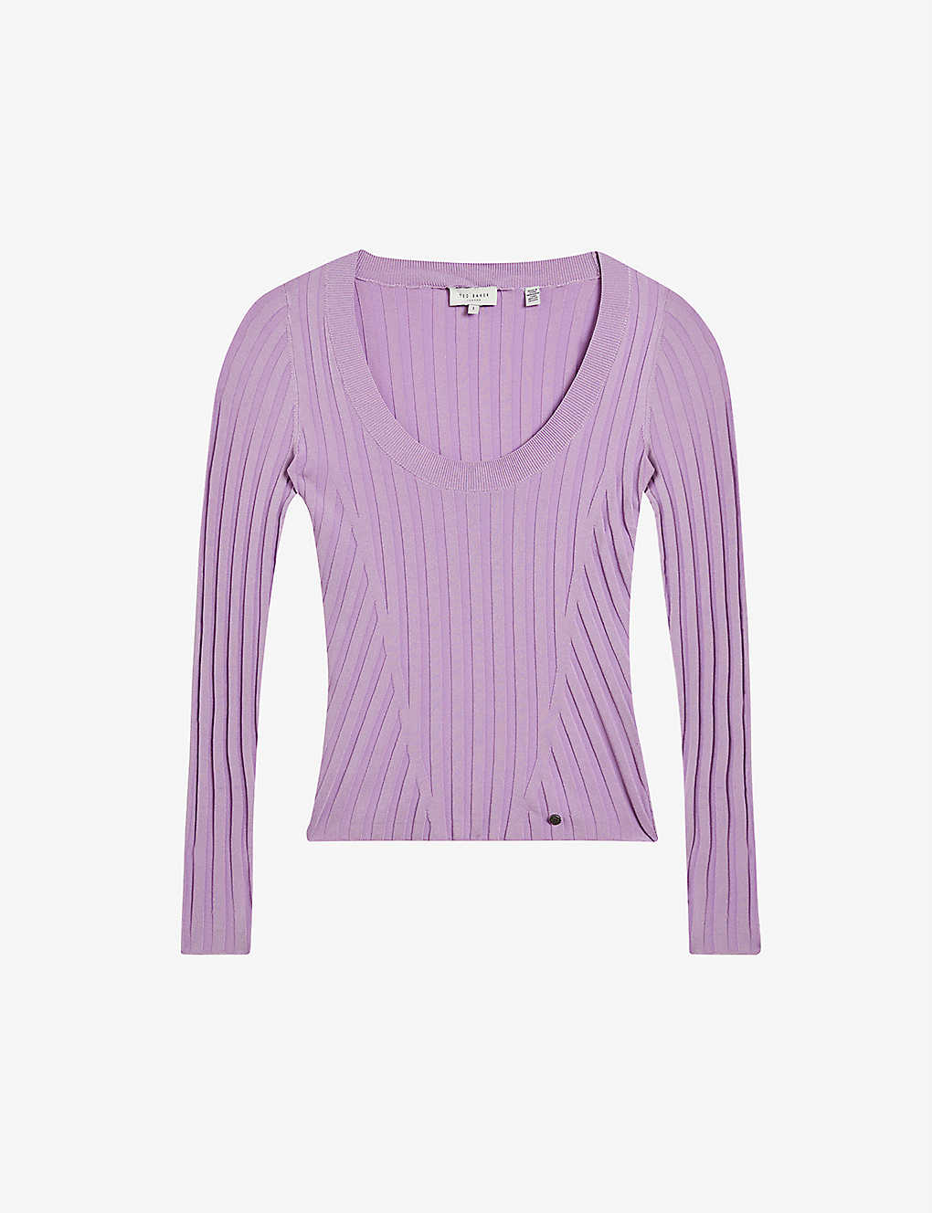 Ted Baker Womens Lilac Jolia Ribbed Scoop-neck Stretch-knit Top
