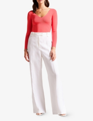 Shop Ted Baker Women's Coral V-neck Slim-fit Knitted Top