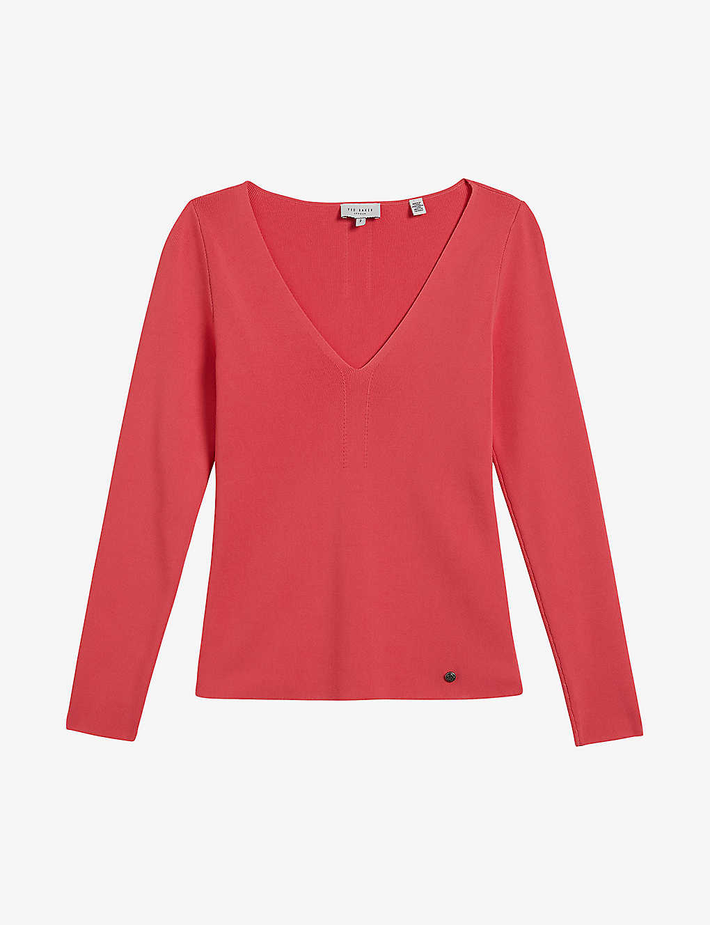 Ted Baker Womens Coral V-neck Slim-fit Knitted Top