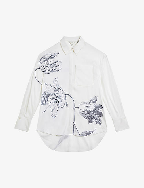 TED BAKER: Floral-print woven shirt