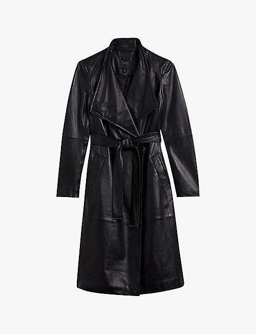 TED BAKER: Ted Baker wrap-over leather trench coat