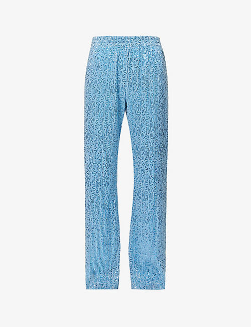STINE GOYA: Markus sequin-embellished wide-leg mid-rise woven trousers