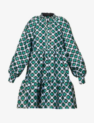 STINE GOYA: Jasmine geometric-print recycled polyester-blend mini dress