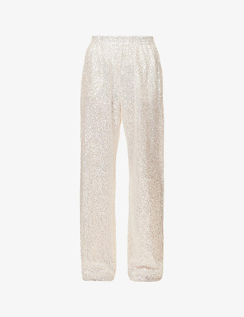 STINE GOYA: Fatou straight-leg mid-rise recycled polyester-blend trousers