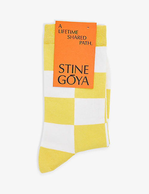 STINE GOYA: Iggy check-pattern cotton-blend socks