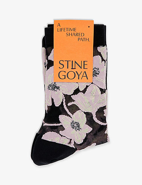 STINE GOYA: Iggy floral-pattern stretch-woven socks