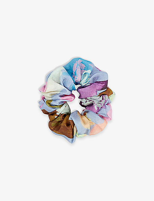 STINE GOYA: Abtract-print recycled-polyester blend scrunchie