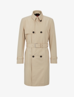 HUGO: Double-breasted water-repellent regular-fit woven trench coat