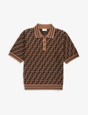 FENDI Zucca monogram knitted polo shirt 12 years Selfridges