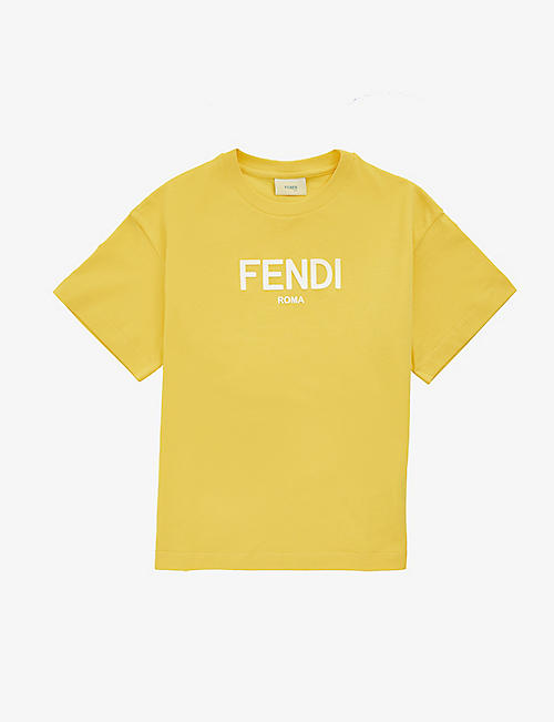 FENDI：徽标平纹针织棉 T 恤 4-12 岁