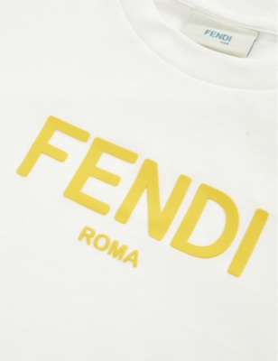 Shop Fendi Boys Gesso Kids Logo Cotton-jersey T-shirt 4-12 Years In White