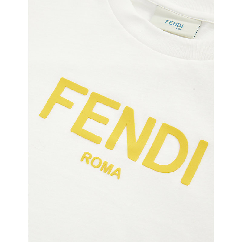 Shop Fendi Boys Gesso Kids Logo Cotton-jersey T-shirt 4-12 Years In White