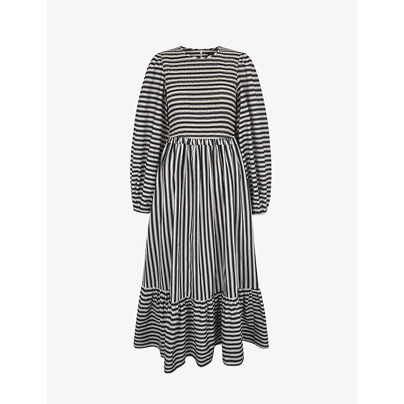 Aligne Womens Mono Stripe Guada Striped Organic Cotton-blend Midi Dress