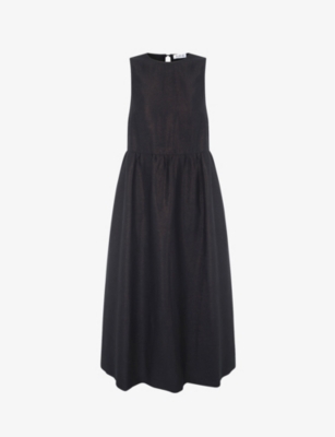 Aligne Womens Rust Black Lurex Golpar Sleeveless Woven Midi Dress | ModeSens