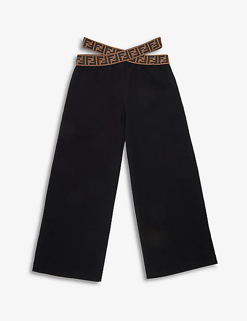 FENDI: Criss-cross waistband wide-leg cotton trousers 8-12 years