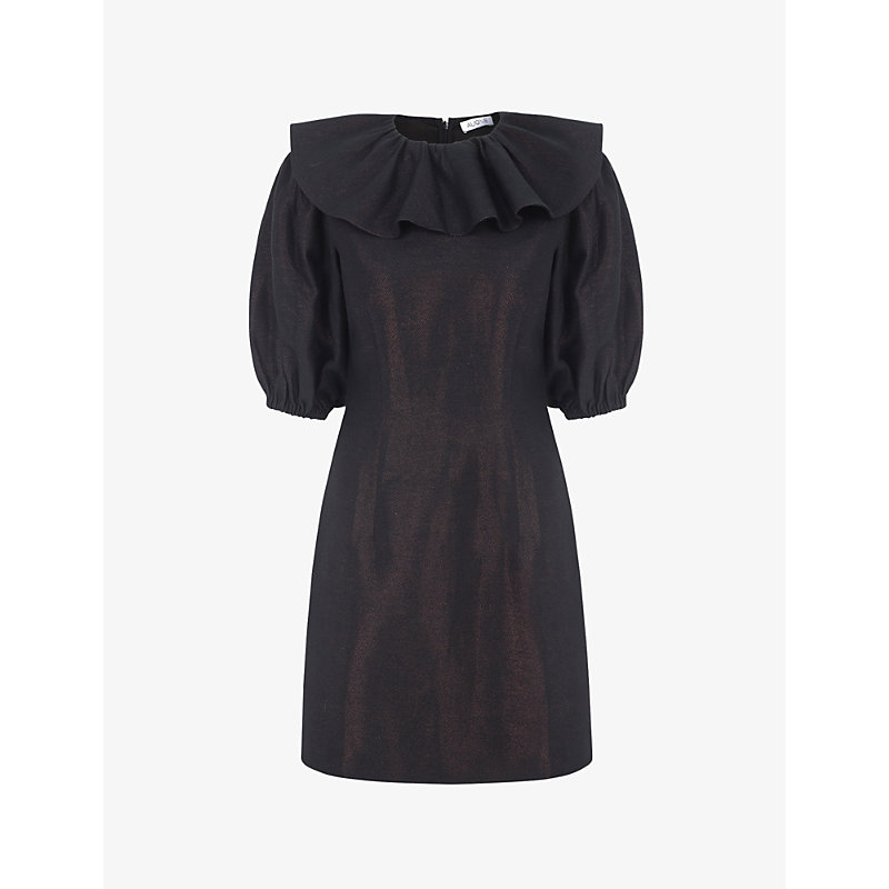 Aligne Womens Black Womens Rust Black Lurex Gara Metallic-thread Woven Mini Dress