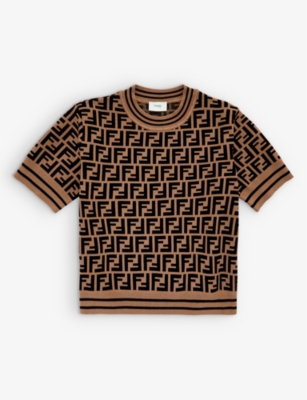 Fendi Girls Zucca Kids Zucca Monogram Stretch-knit T-shirt 10-12 Years