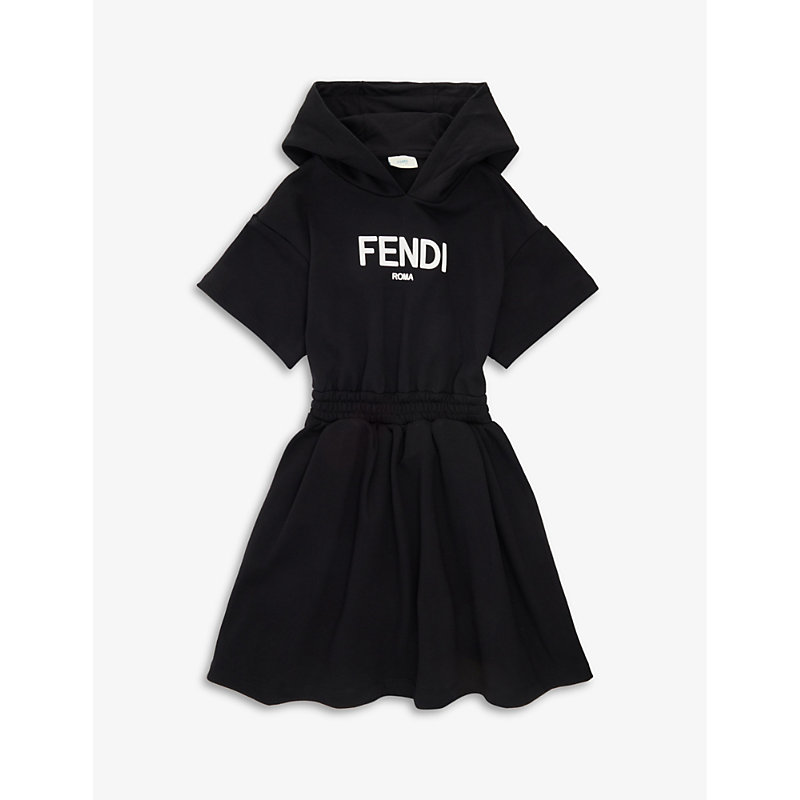 Fendi Kids' Hooded Dress In Black | ModeSens