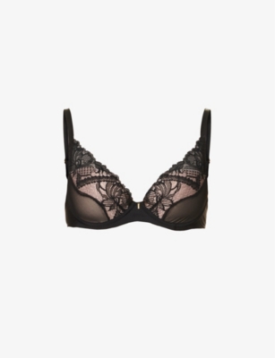 CHANTELLE: Orangerie floral-embroidered stretch-lace plunge bra