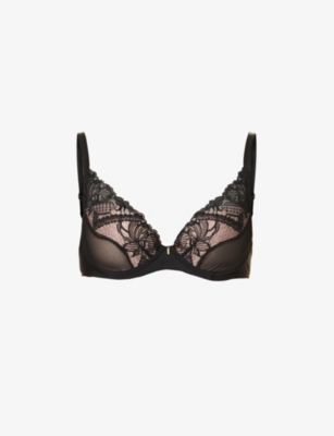 Chantelle Orangerie Dream Plunge Lace T-shirt Bra In Black