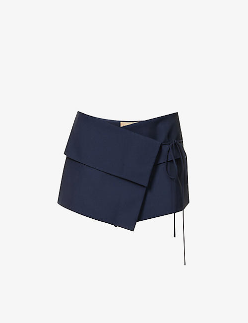 AYA MUSE: Eury wrapped woven mini skirt
