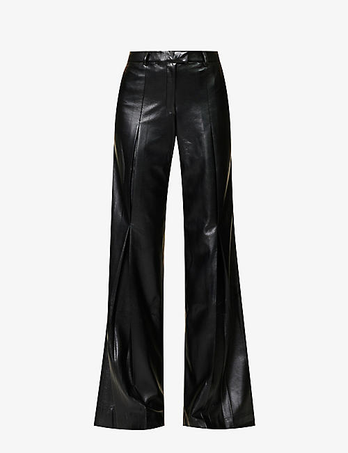 AYA MUSE: Vortico wide-leg high-rise faux-leather trousers