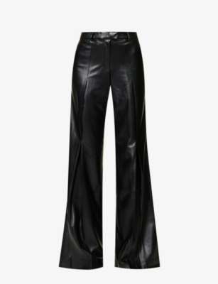 Aya Muse Vortico Low-rise Wide-leg Faux Leather Pants In Black