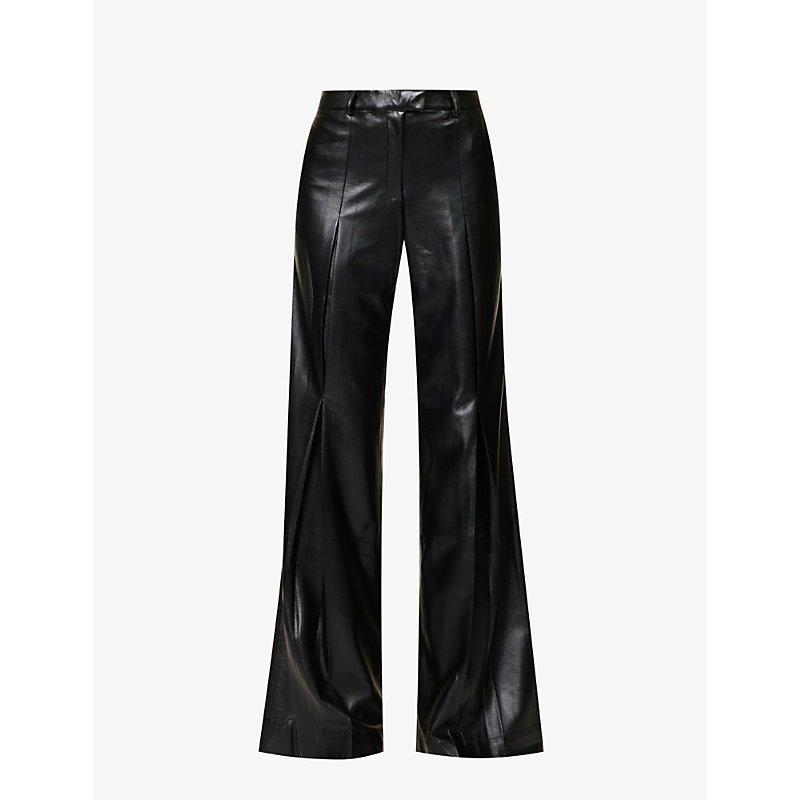 Aya Muse Black Vortico Faux-leather Trousers