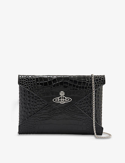 VIVIENNE WESTWOOD: Victoria leather envelope clutch bag