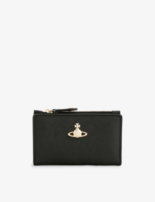 Vivienne Westwood Saffiano Zipped Leather Cardholder in Black for