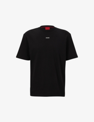 Hugo Boss Hugo Mens Black Logo-print Relaxed-fit Cotton T-shirt