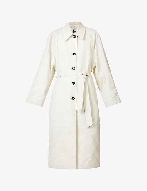 LOW CLASSIC: Single-breasted belted cotton coat
