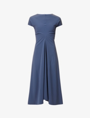LOW CLASSIC: Round-neck flared-hem woven maxi dress