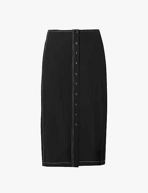 LOW CLASSIC: Split-hem mid-rise silk-blend midi skirt