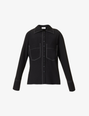 Low Classic Contrast-stitch Patch-pocket Regular-fit Silk-blend In Black