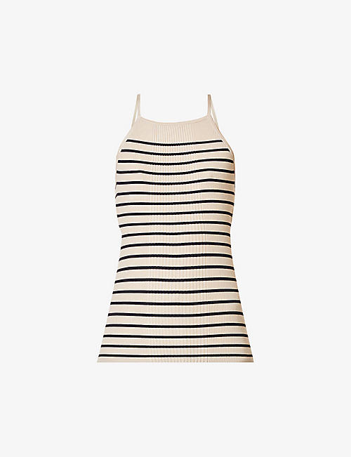 LOW CLASSIC: Striped halterneck knitted top