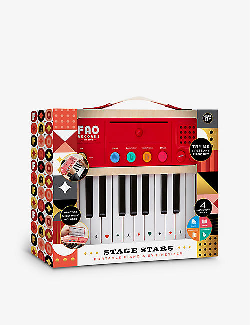 FAO SCHWARZ: Portable wooden piano and synthesizer playset