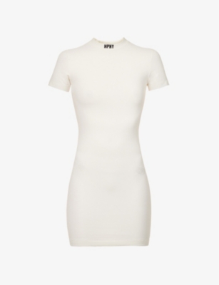 Heron Preston Embroidered Body-con Minidress In White Black