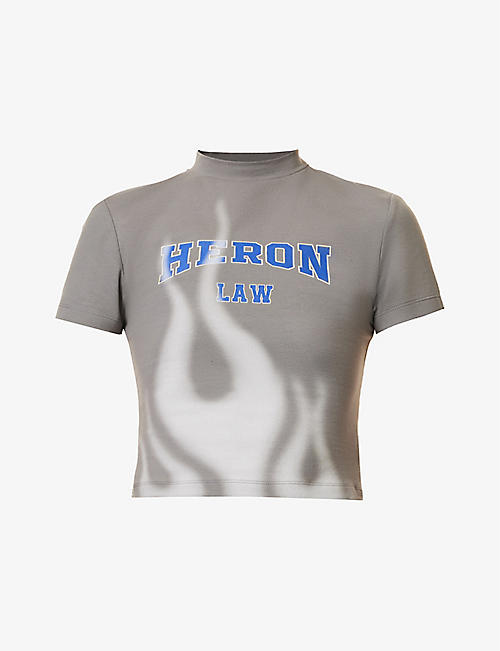 HERON PRESTON: Law Flames brand-patch stretch-cotton blend T-shirt