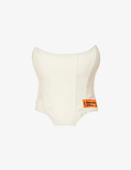 HERON PRESTON: Logo-patch corseted cotton top